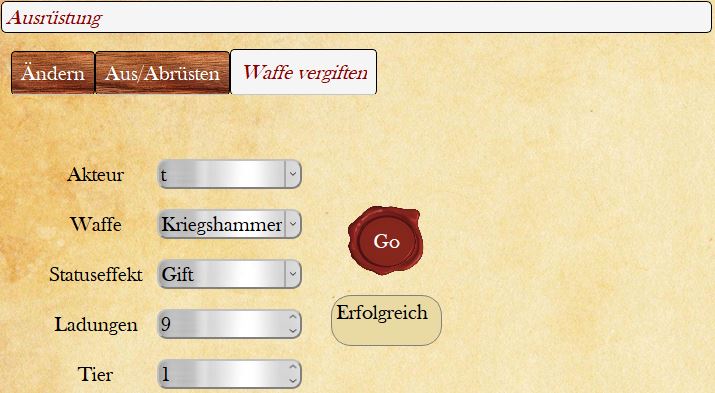 Erfolgreiches Vergiften einer Waffe.