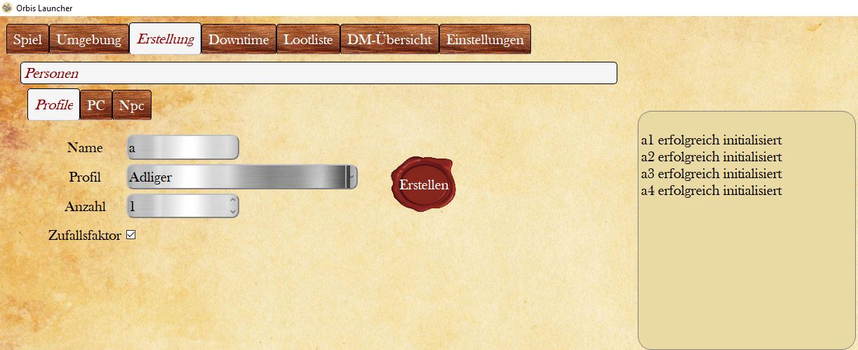 SubTab Profile im SubTab Personen