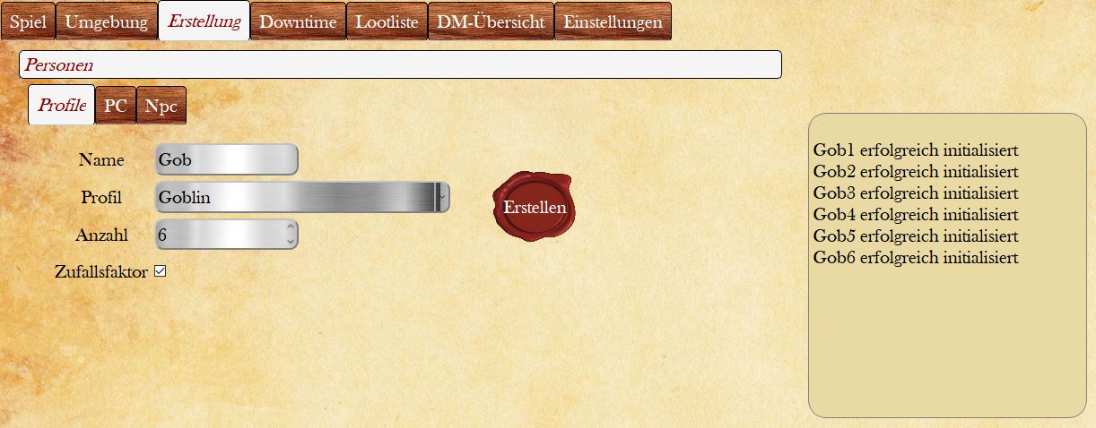 SubTab Profile im SubTab Personen