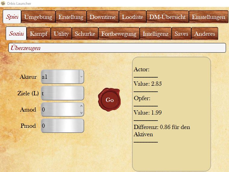 Ein Beispiel für einen mittleren Wert für den Akteur.